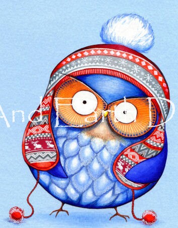 Winter Hat Owl NO BK - Click Image to Close
